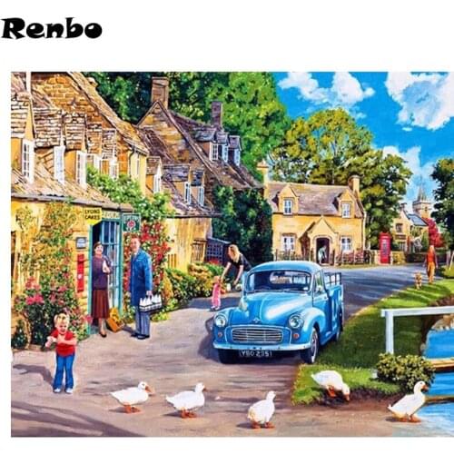 RENBO diy Diamond Painting farm house cross stitch mazayka diamond Mosaic embroidery Diamond full square Resin Drill Home Decor