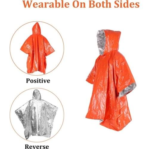 Emergency Blanket Poncho Survival Gear and Equipment Outdoor Activity Camping and Hiking Gear Thermal Mylar Space Rain Ponchos