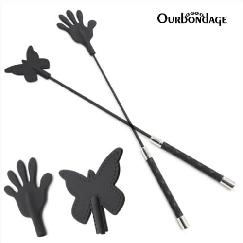 Ourbondage Silicon Butterfly and Hand Shape Straight Prop Flogger Spanking Cane Riding Crop Stick Exotic Costumes Adult Sex Toys