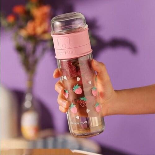 Water bottle Tea separating cup double layer glass cup tea making filter cup mens and womens fruit water cup filter portable
