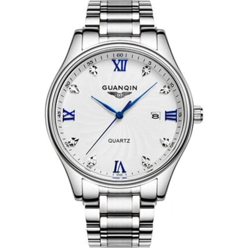 Big Dial GUANQIN Watch Men Luxury Famous Brand Watches 30 m Waterproof Luxury Watches Fashion Casual Stainless Steel Men Clock