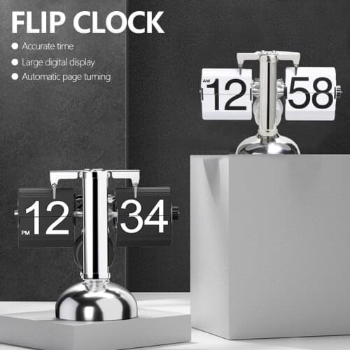 Flip Digital Clock Small Scale Table Clock Retro Flip Clock Stainless Steel Flip Internal Gear Operated Quartz Clock Home Decor