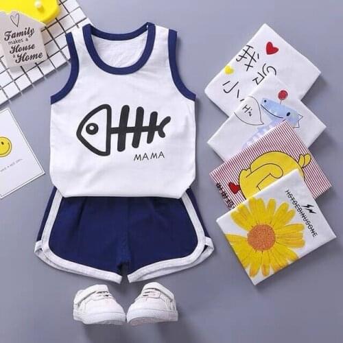 Kids Casual Two-piece Clothes Set Cotton Baby Boys Girls Sleeveless Vest Tops Shorts Summer New Childrens Clothing Sets