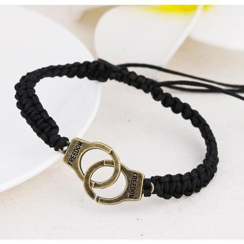 Classic Handcuff Alloy Bracelet For Women Men Adjusstable Rope Handcuff Bracelet Menottes Bijoux Corde Bracelet