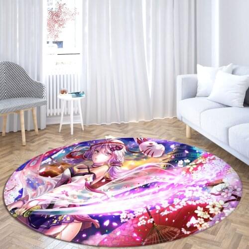 Comics Round Area Rugs Print Cherry Blossoms Animation Girls Floor Mats Large Home Living Room Bed Bath Carpet Customized