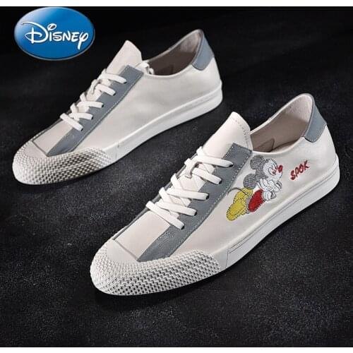 Disney leather summer new shoes mens Mickey Mouse casual shoes white shoes mens sneakers