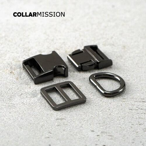 Metal buckle+Tri-Glid+D ring/set) Retailing metal plated buckle 20mm for DIY dog collar set harness high quality DIY parts