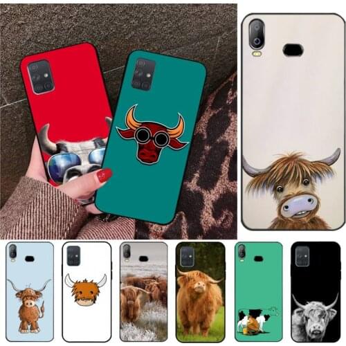 Cute funny animal Highland Cow TPU Soft Silicone Phone Case Cover For Samsung A10 A20 A30 A40 A50 A70 A80 A71 A91 A51 A6 A8 2018