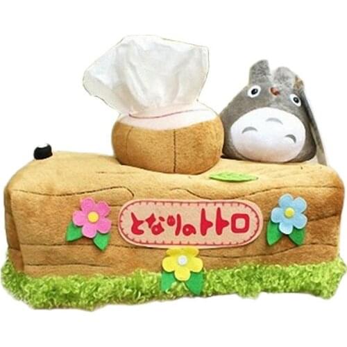 Cute Lifelike Wood Totoro Anime Figure Doll Cover Washroom Decor Doll toys for Kids