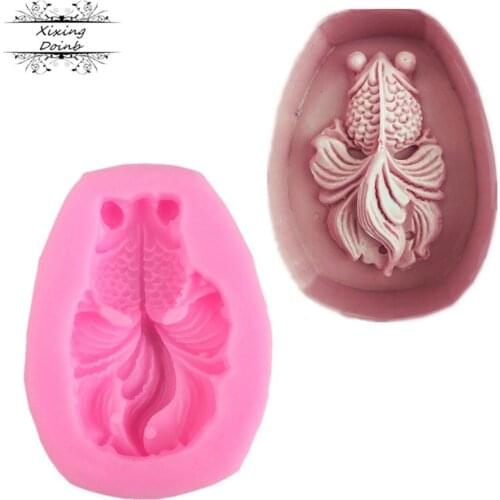 Ocean series 3D goldfish shaped silica gel mold chocolate fudge cake decoration mold Kitchen Baking tool
