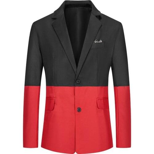 2020 Autumn New Fashion Color Matching Two Buttons Casual Slim Men Suit Plus Size All-match Men Suit Jacket Tide Free Shipping