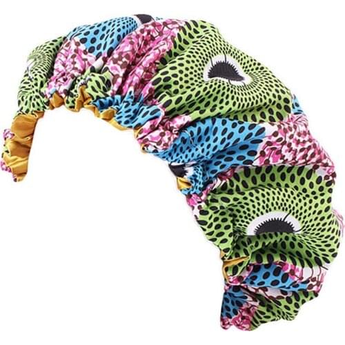 Adjust Sleep Bonnet Hair Styling African Pattern Ankara Satin Lined nightcap