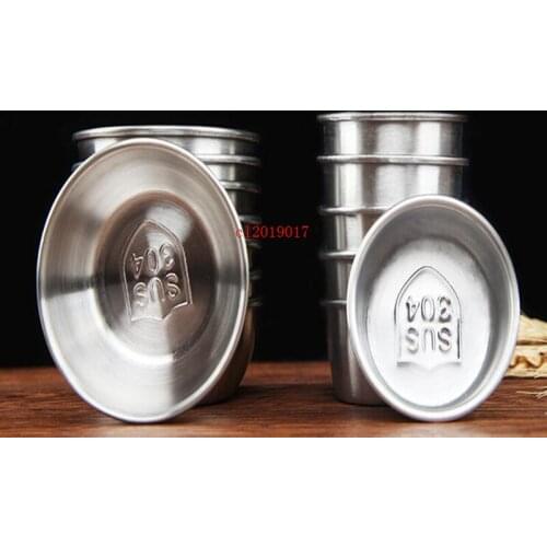 Stainless Steel Sauce Cup Reusable Tomato Sauce Container Dipping Bowl for Fast Food Restaurant Bar Home