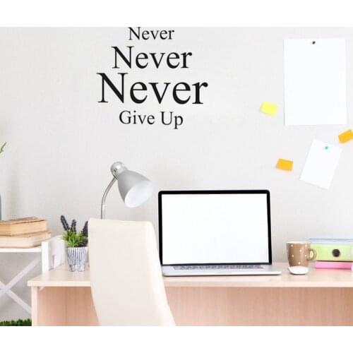 Never Give Up Removable Wall Sticker Vinyl Decal Quote Art Decor Inspirational Phrase English Words Wall Quote Stickers for Kids