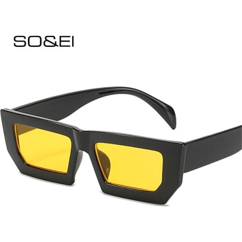 SO&EI Fashion Small Rectangle Sunglasses Women Retro Jelly Color Eyewear Brand Designer Men Pink Green Sun Glasses Shades UV400