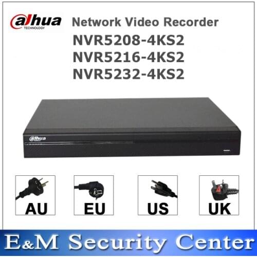 Original Dahua English Version 4K NVR NVR5208-4KS2 NVR5216-4KS2 NVR5232-4KS2 8/16/32 Channel Network Video Recorder H265 H264