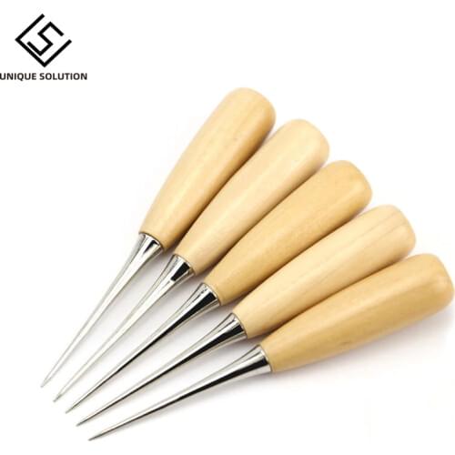 Professional Leather Wood Handle Awl Tools For Leathercraft Stitching Sewing DIY handmade leather sewing belt sheath awl
