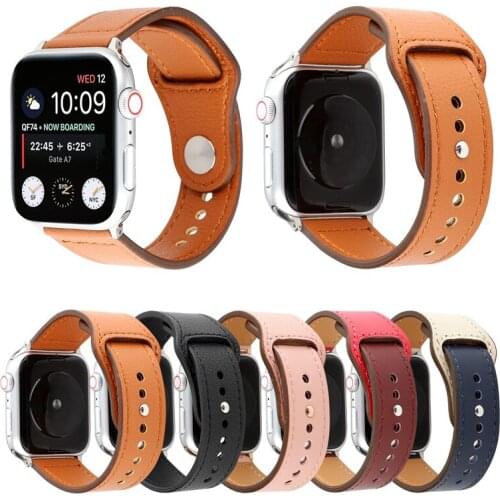 Genuine leather loop strap for apple watch band 44mm 40mm 42mm 38mm watchband for iwatch 6/5/4/3/2/1 watch bracelet accessories