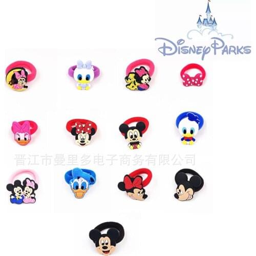 Disney 5pcs Mickey Minnie Hair Band Cartoon Cute Headwear Rubber Band Girl Elastic Hair Accessories Bands Scrunchie Decorations