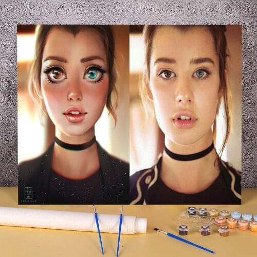 Cartoon Girl Woman Paint By Numbers Complete Kit Oil Paints 50*70 Painting On Canvas Home Decoration For Adults Art