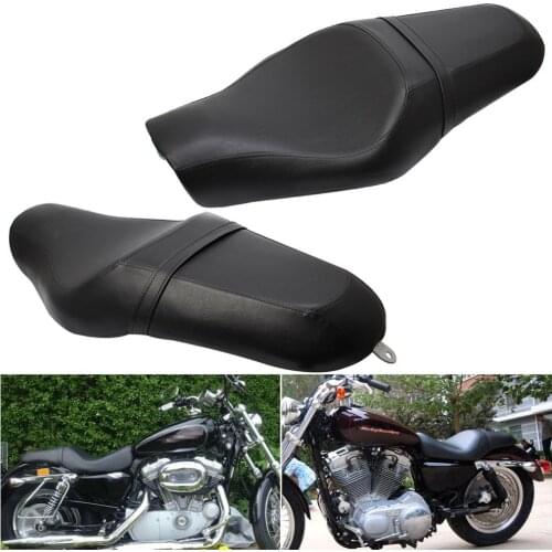 Motorcycle Black Driver & Passenger Cushion Saddle Seat 2 up for Harley Sportster XL883 N XL1200 N Iron 48 72