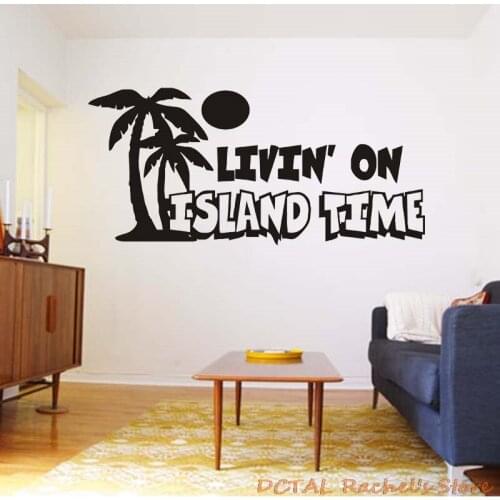 Resort Seashore Sticker Home Decor Vinyl Decal Coconut Tree Livin On Island Time