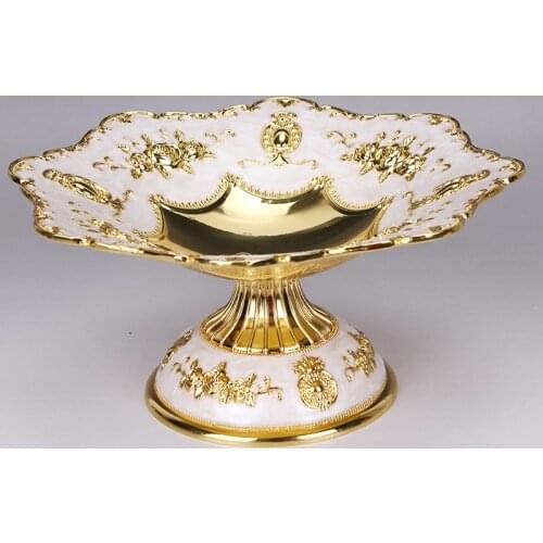 European Style High-grade Snack Dish Fruit Plate/Tray/Bowl KTV Table Supplies Zinc Alloy Tray Home Decoration Fruit Display Tray