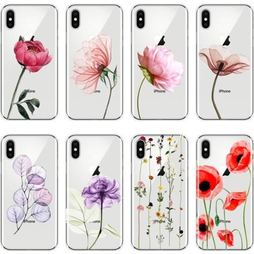 Back Cover For iPhone 6 S 6S 7 8 X XR XS Max Rose Flower Pink Red Floral Leaf Silicone Phone Case For iPhone 8 7 6S 6 S Plus