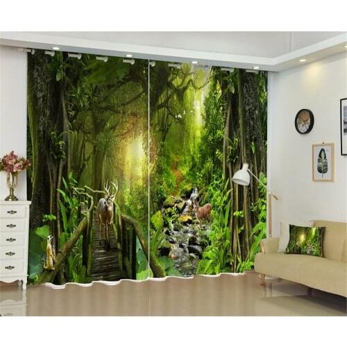 Curtain deer Luxury Blackout 3D Window urtains For Living Room Bedroom Drapes Cortinas Rideaux Customized size Cushions cover