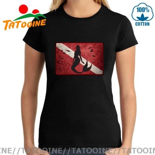 Camiseta Vestidos Scuba diving design T-shirt woman Scuba Dive Flag mermaid T shirt women Scuba Diver Tee shirt femme girls Tops