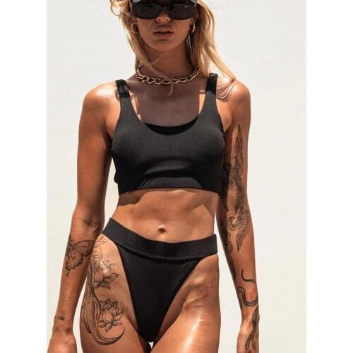 Ladies Summer 2021 Split Swimsuit Suit Adult Ladies Creative Solid Color Floral Print Vest Sexy Halter Bikini Beach Swimwear