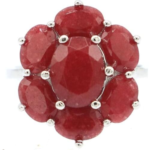 20x17mm SheCrown Real Green Emerald Real Red Ruby 925 Sterling Silver Ring For Women Fashion Fine Jewelry Daily Wear