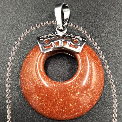 Free Shipping Women Fashion Jewelry Gold Stone Round Necklace With Chain 1pcs C5394