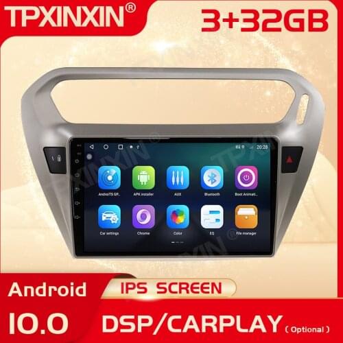 2 Din Carplay Android Radio Receiver For Peugeot 301 2008 2009 2010 2011 2012 2013 2014 GPS Navigation Audio Recorder Head Unit