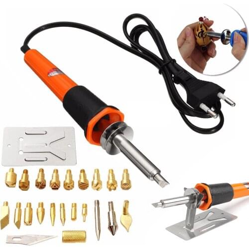 24pcs Pyrogarphy Tool Set Wood Burning Iron Pen + Assorted Woodburning Tips