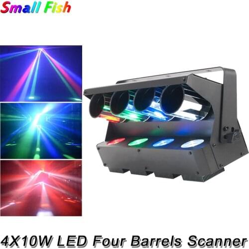 Four barrels LED Laser Scanner 4x10W RGBW 4IN1 DJ Disco Stage Lighting Projector DMX512 Party Xmas Full Color Beam Moving Ray
