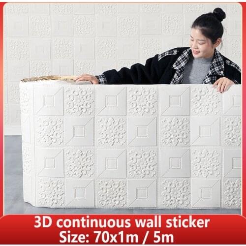 70cm x 1m 3D Self Adhesive Brick Pattern Waterproof Continuous Wall Sticker Bedroom Wallpaper Decals