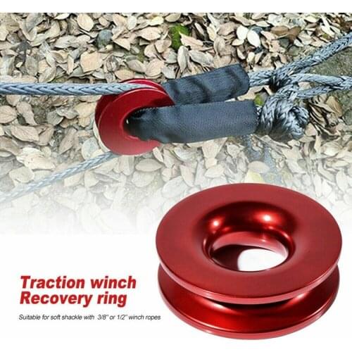 Aluminum RECOVERY RING SNATCH-RING 41000Lb for 3/8 1/2Inch Synthetic Winch Rope RED