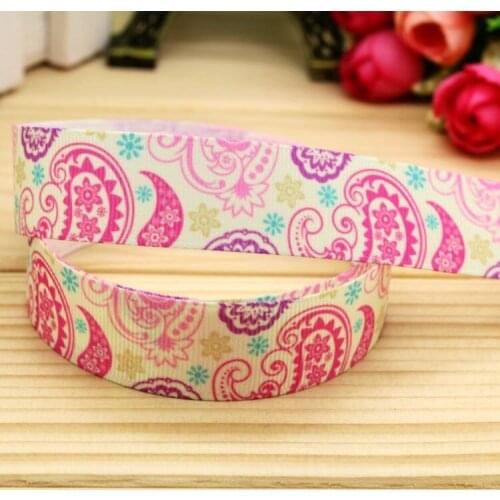7/8'' Free shipping paisley printed grosgrain ribbon hairbow headwear party decoration diy wholesale OEM 22mm P5642