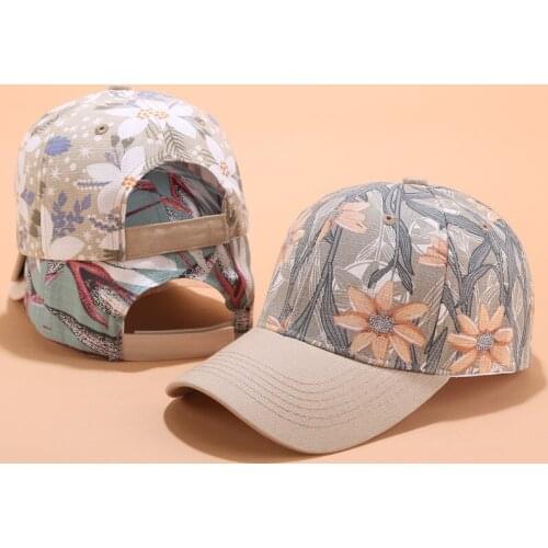 Casual Flower print Womens Baseball Cap Hat Girls Snapback Hats Woman Female Outdoor Casquette caps Summer Sun Hat