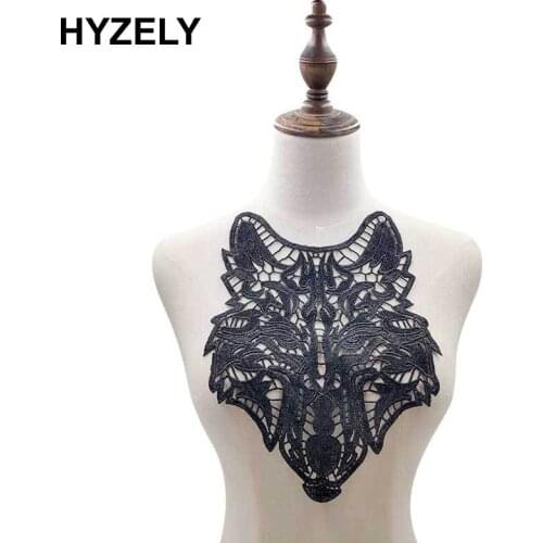 Black White Wolf Shape Craft Lace Embroidered Neckline collar Sewing Accessories Applique lace Fabric Patches BW192