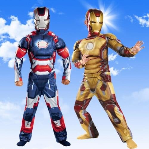 Child Kids Halloween Costume Tony Stark Muscle Fantasia Superhero Cosplay