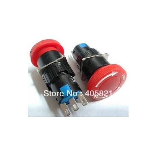Mushroom Emergency Stop Push Button Switch 16mm Mounting Hole 1NO 1NC Contact