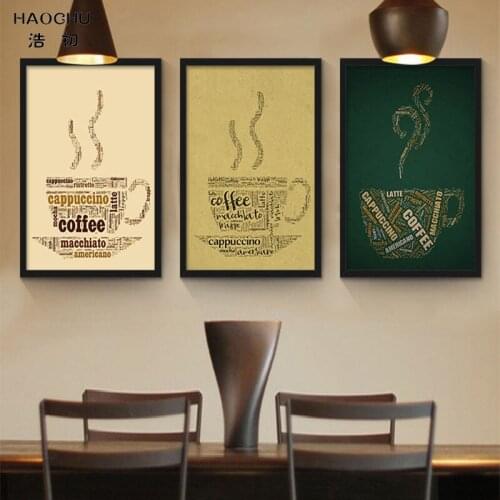 HAOCHU Hot Coffee Nordic Decoration Cafe Canvas Wall Paintings Retro Stickers Meet a Slow Life for Coffee Hourse Bar Home Mural
