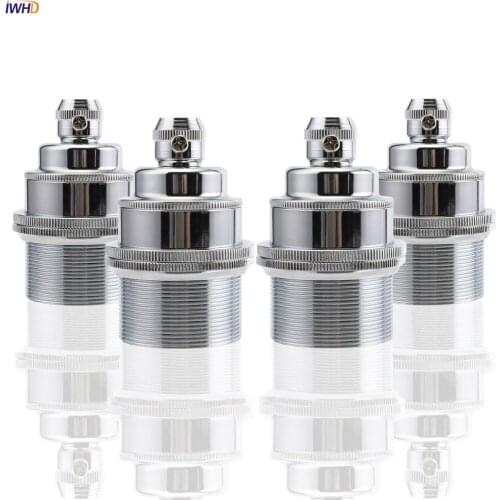 IWHD DIY Aluminum Silver Fitting E27 Socket Lamp Base Homekit 110-220V Portalamparas Vintage E27 Light Bulb Holder Edison CE UL