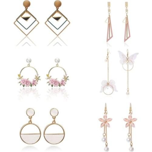 Korean Round Dangle Earrings For Women Gold Heart Round Geometric Earrings 2021 Wedding Jewelry