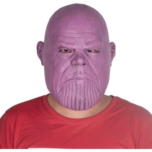 Thanos Latex Mask Movie Character Cosplay Costume Props Halloween Headgear Purple Sweet Potato Head