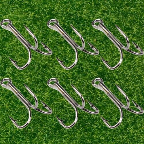 Lot 10pcs Fishing Hook Sharpened Treble Hooks Fishhook Tackle 5 Size 2/4/6/8/10