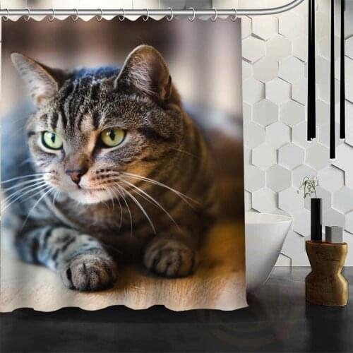 Best Nice Custom Cute Cat Shower Curtain Bath Curtain Waterproof Fabric For Bathroom MORE SIZE WJY#18