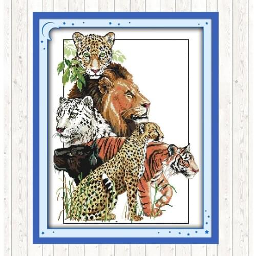Beasts Picture Embroidery Handmade Needlework Package 11CT 14CT Cross Stitch Set Wall Home Decor DMC Floss Kit Cross Stitch Kits